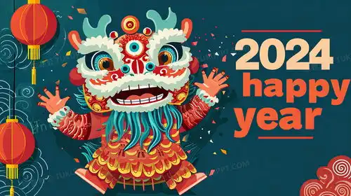 喜庆春节新年舞狮创意插画图片素材下载jpg格式熊猫办公
