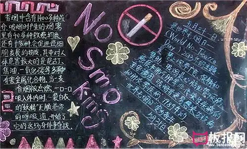 无烟日黑板报图片