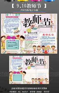 psd感恩感谢教师节910手抄报电子小报模板边框图片下载