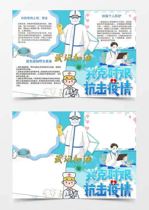 医生武汉新型冠状病毒肺炎穿防护服的医生卡通简约手抄报word模板下载熊猫办公