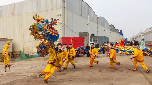 山东好景舞龙舞狮踩高跷唐王扮玩闹元宵