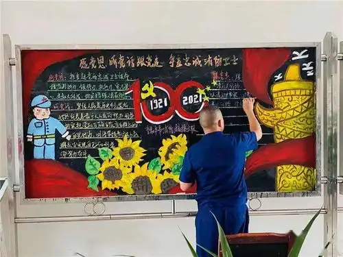 禄丰大队精心制作感党恩听党话跟党走,争当忠诚消防救援卫士黑板报