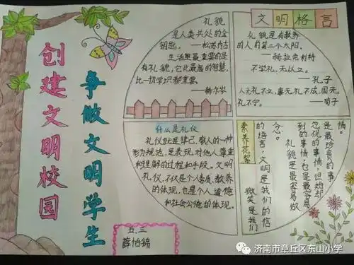教体局东山小学手抄报话文明