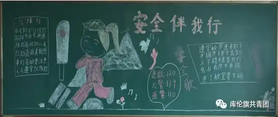 库伦旗三家子学校少先队开展安全伴我行主题黑板报活动