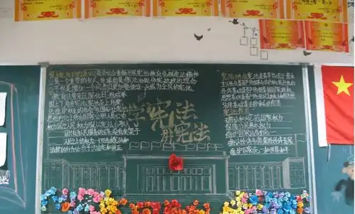 团委园地宪法宣传遵法守法青岛六十六中举行学宪法讲宪法主题黑板报评比活动