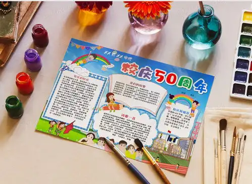 卡通50周年校庆手抄报word模板下载熊猫办公
