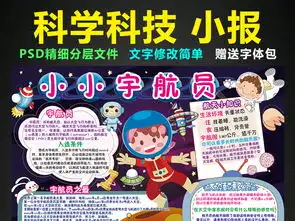 科学科技小报我是宇航员手抄报电子小报图片模板psd设计图下载科学手抄报大全编号16303897