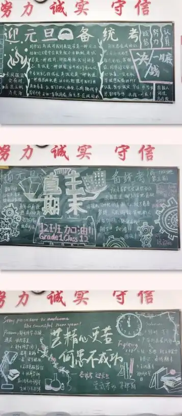 德清求是高中岁末将至,敬颂冬绥庆元旦,迎新年黑板报