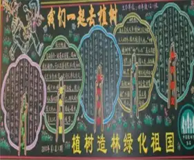 植树节黑板报小树苗站起来啦