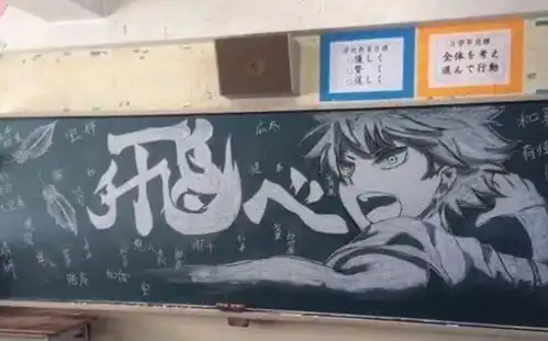 二次元同学创作的黑板报,老师你怎忍心擦掉,你不懂我的画师梦