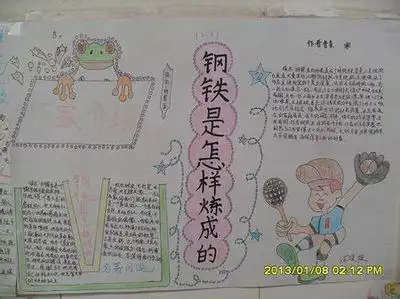钢铁是怎样炼成的手抄报素描纸一半