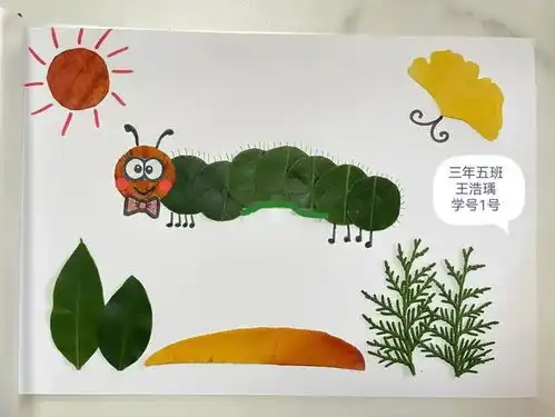 收集夏日浪漫,让创意与科学完美结合滨河小学二年五班树叶贴画成果展示