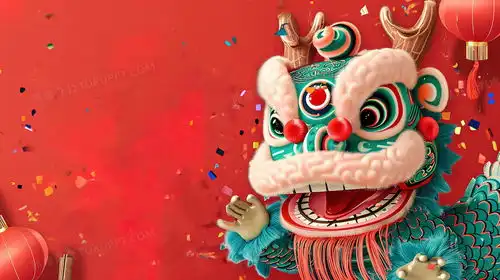 喜庆春节新年舞狮创意图片插画图片素材下载jpg格式熊猫办公