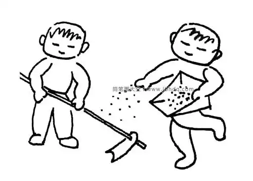 劳动节简笔画春天播种