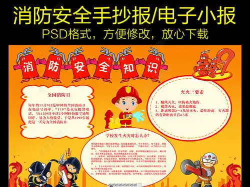 消防安全小报防火防灾安全教育手抄小报图片模板下载
