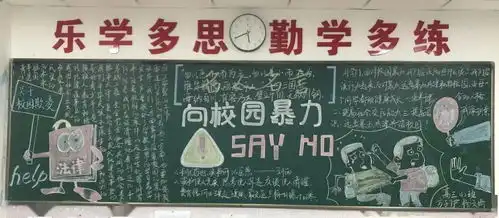 反对校园欺凌记我校高三年级第三期主题黑板报