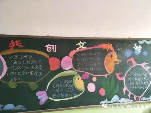 行走的少年描绘文明板报放光采创建文明城市我先行