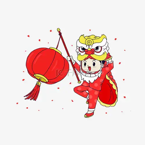 新年灯笼红色舞狮插画素材图片免费下载千库网