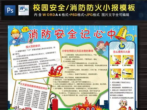 消防安全小报防火防灾校园安全手抄电子小报图片模板下载