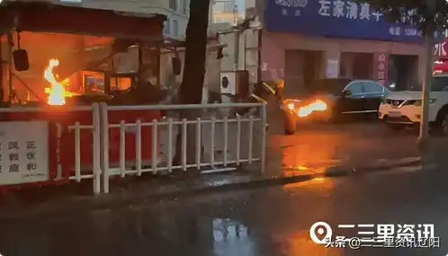 辽阳小吃车起火噼里啪啦,消防员徒手拎出液化气罐
