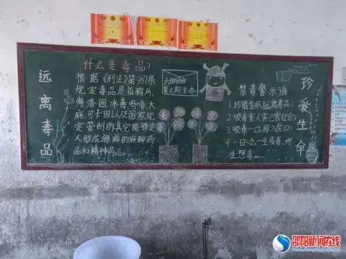 洞口县高沙镇马安中学开展禁毒教育黑板报评比活动