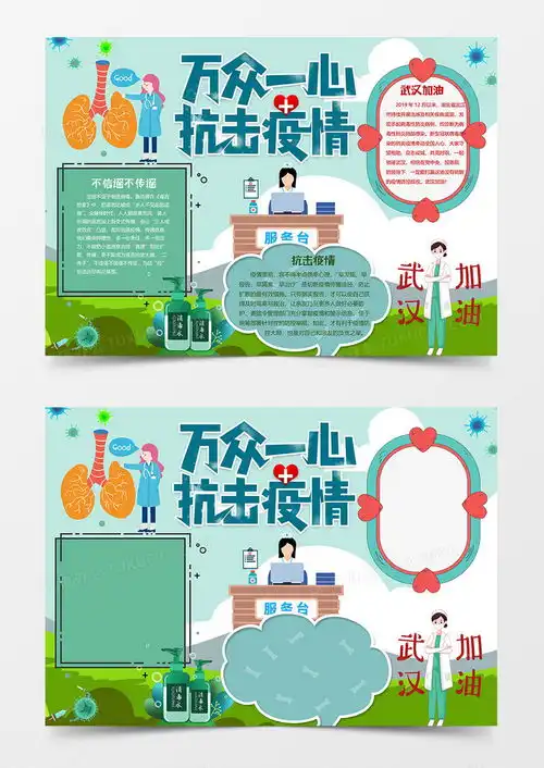 中国武汉加油新型冠状病毒肺炎小报word模板下载武汉