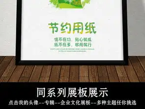 绿色简约企业校园文化展板之节约用纸挂画