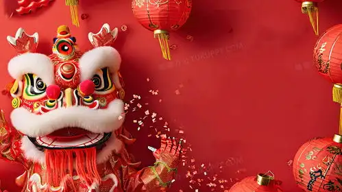 喜庆春节新年舞狮创意图片插画图片素材下载jpg格式熊猫办公