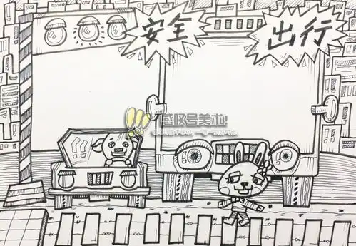 安全出行手抄报作业,用最简单的方式教大家绘画,孩子喜欢
