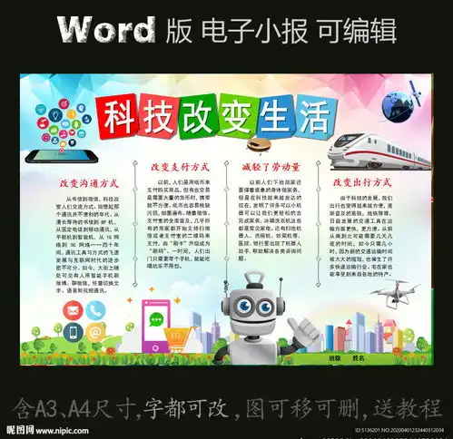 word电子手抄报科学改变生活设计图