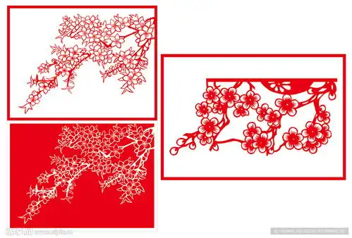 剪纸桃花设计图花边花纹