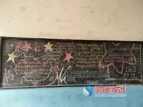 隆回县石门中学开展传承红色基因主题教育板报评比