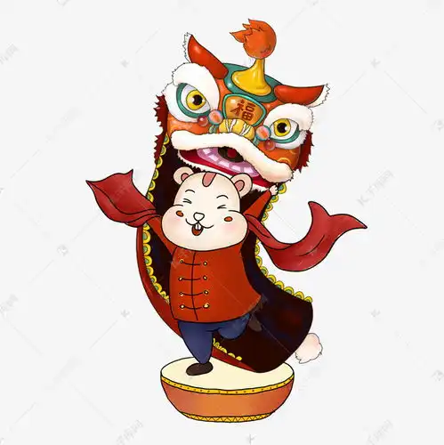 鼠年老鼠踩鼓上为大舞狮送新年祝福素材图片免费下载千库网