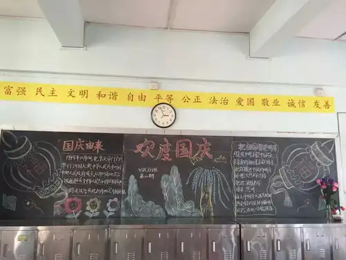 喜迎国庆中秋妙手描绘新意祥景小学开展迎国庆庆中秋黑板报展示活动