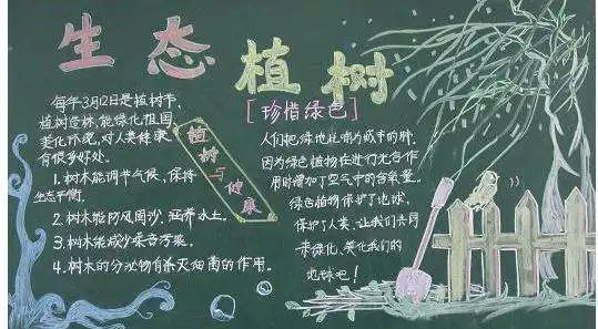 2020年植树节黑板报初中