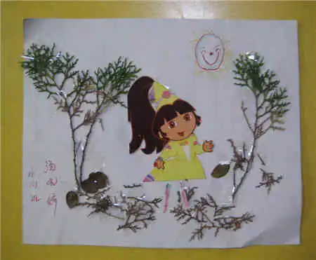 树叶贴画作品观察一片树叶