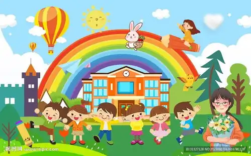 幼儿园开学师生可爱卡通背景墙设计图psd分层素材psd分层素材