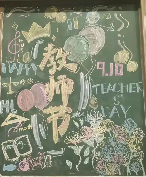 秋日初阳照,感恩暖心间教师节优秀黑板画设计展示初中部