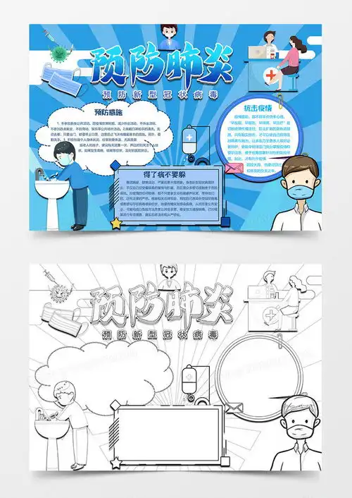 预防版新型冠状病毒肺炎小报word模板下载熊猫办公